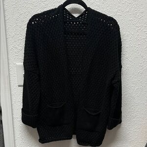 Black Open-Knit Women's Sweater